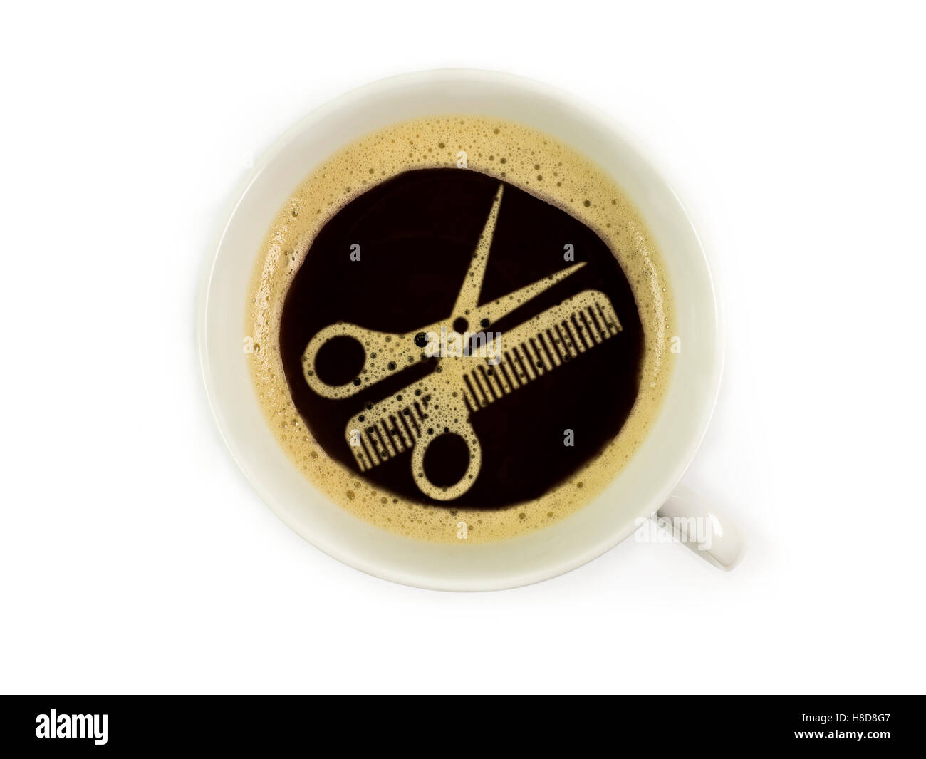 Kaffee beim Friseur - extra Service für die Wartezeit Stockfoto