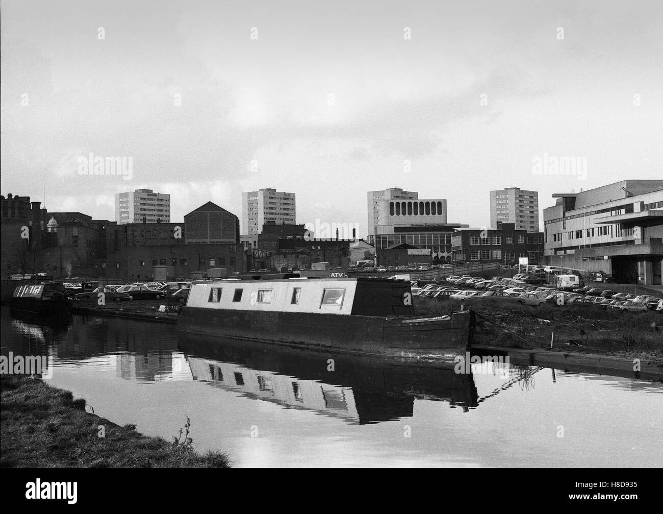 Birmingham-Kanäle bei Gas Street Basin 1981 Stockfoto