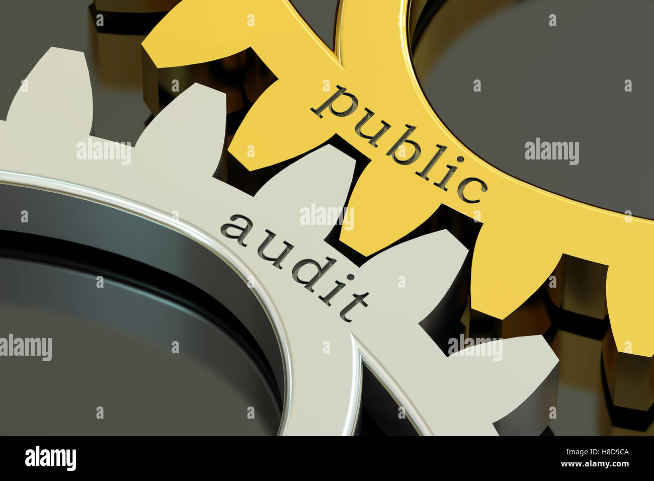 Public Audit-Konzept auf die Zahnräder, 3D rendering Stockfoto
