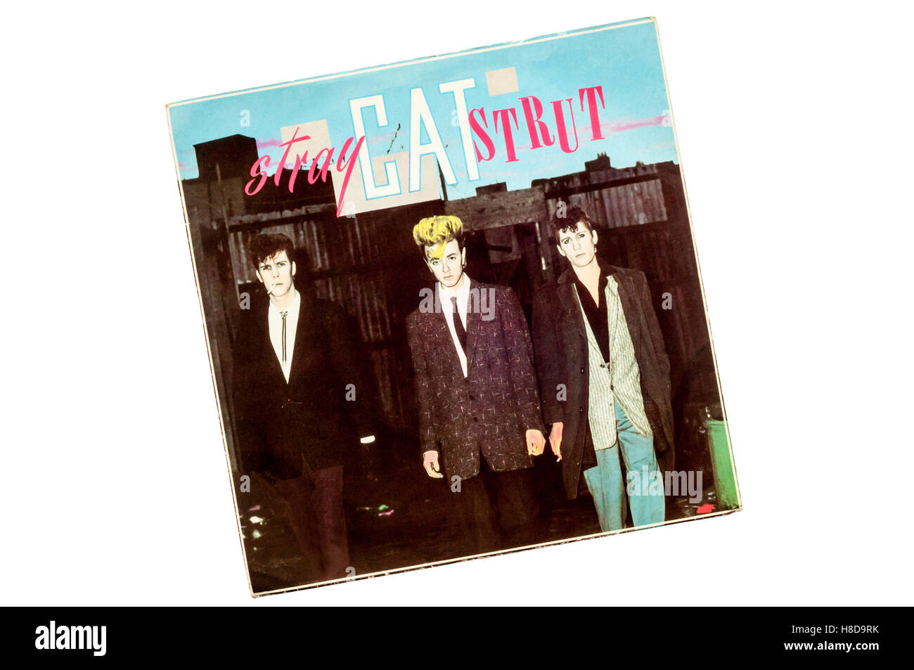 Die einzigen Stray Cat Strut von Stray Cats 1981 aus ihrem gleichnamigen Debüt-Album veröffentlicht. Stockfoto