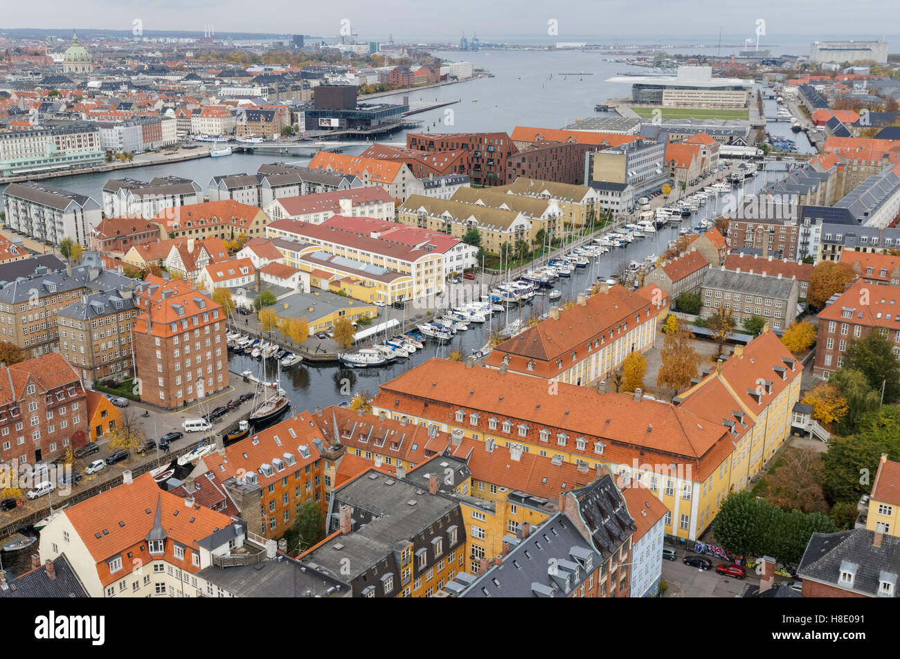 Panoramablick von Kirche von unseres Erlösers (Vor Frelsers Kirke) in Kopenhagen, Dänemark Stockfoto