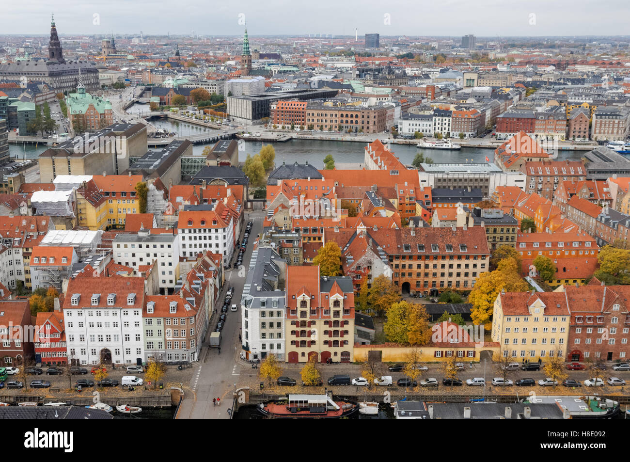 Panoramablick von Kirche von unseres Erlösers (Vor Frelsers Kirke) in Kopenhagen, Dänemark Stockfoto