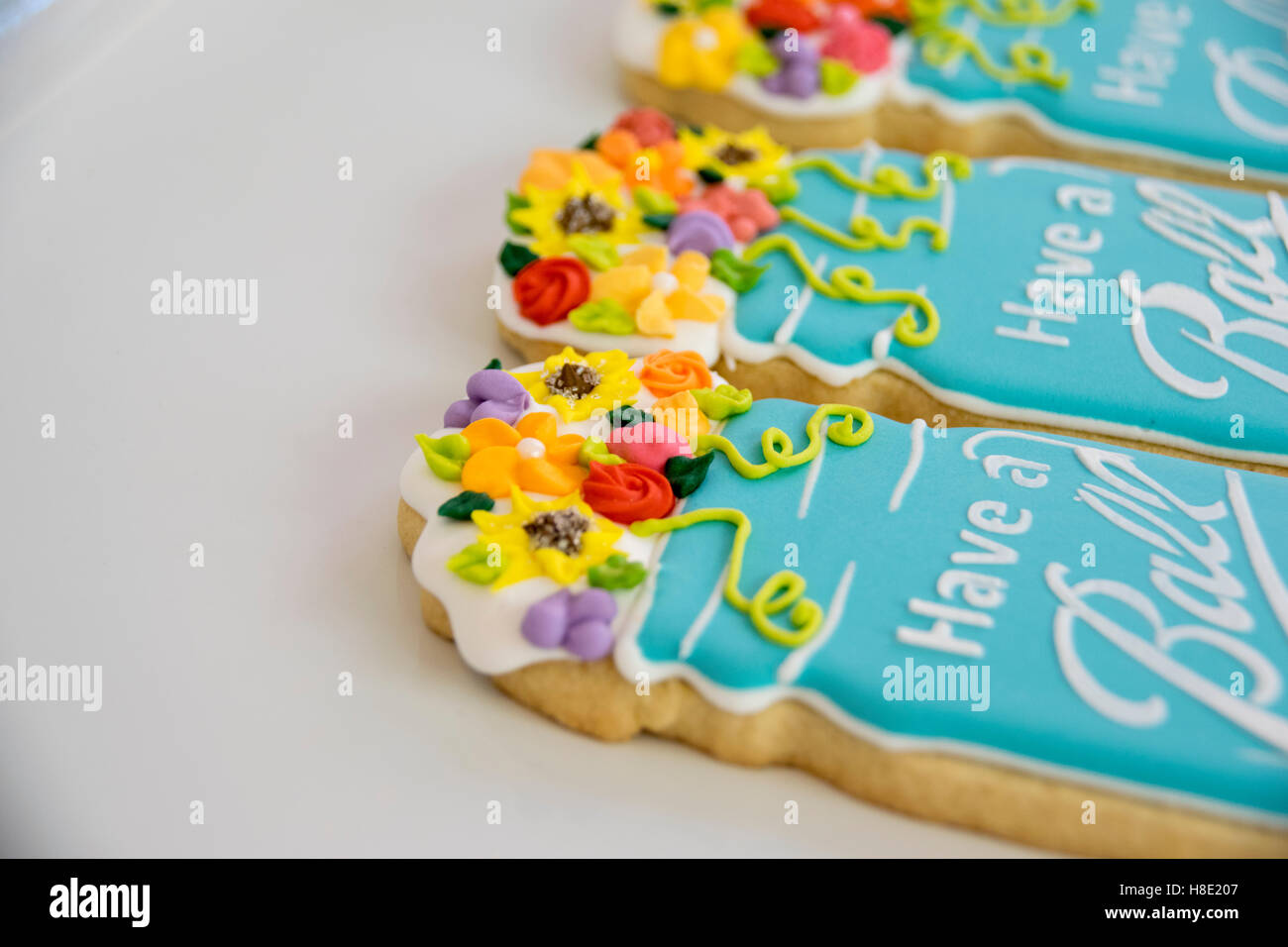 Gourmet-Cookies mit Blumen Stockfoto