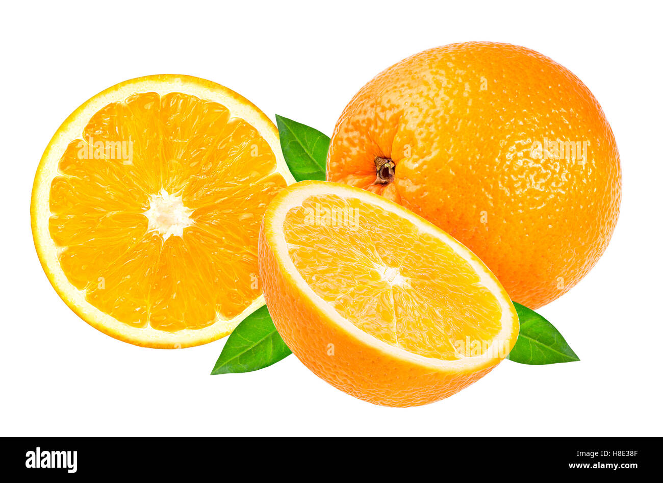 Orangen auf dem weißen Hintergrund isoliert Stockfoto