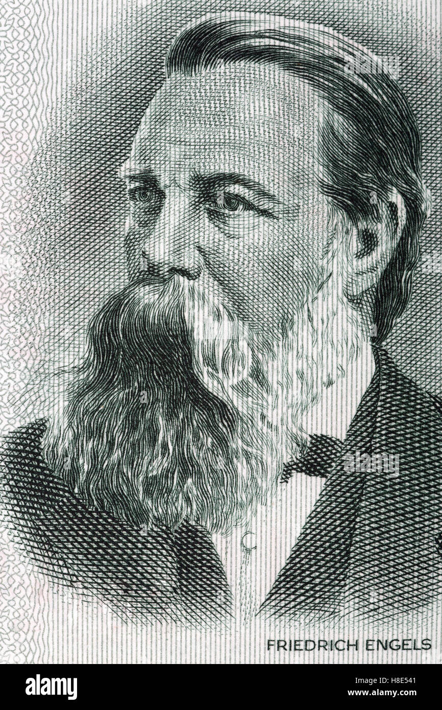 Porträt von Friedrich Engels aus alten deutschen Geld Stockfoto