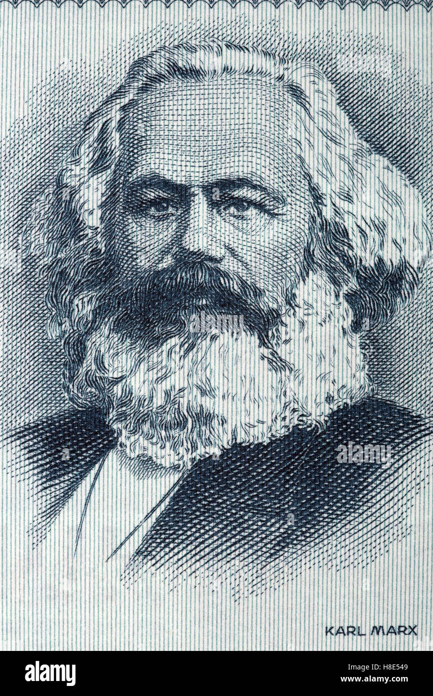 Karl Marx-Porträt von alten deutschen Geld Stockfoto