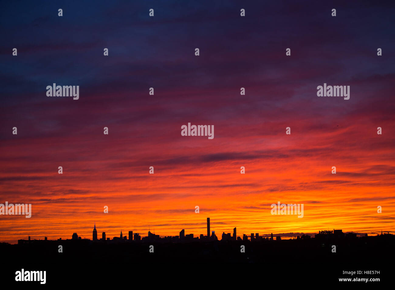 Sonnenuntergang über Manhattan, New York City, USA. Stockfoto
