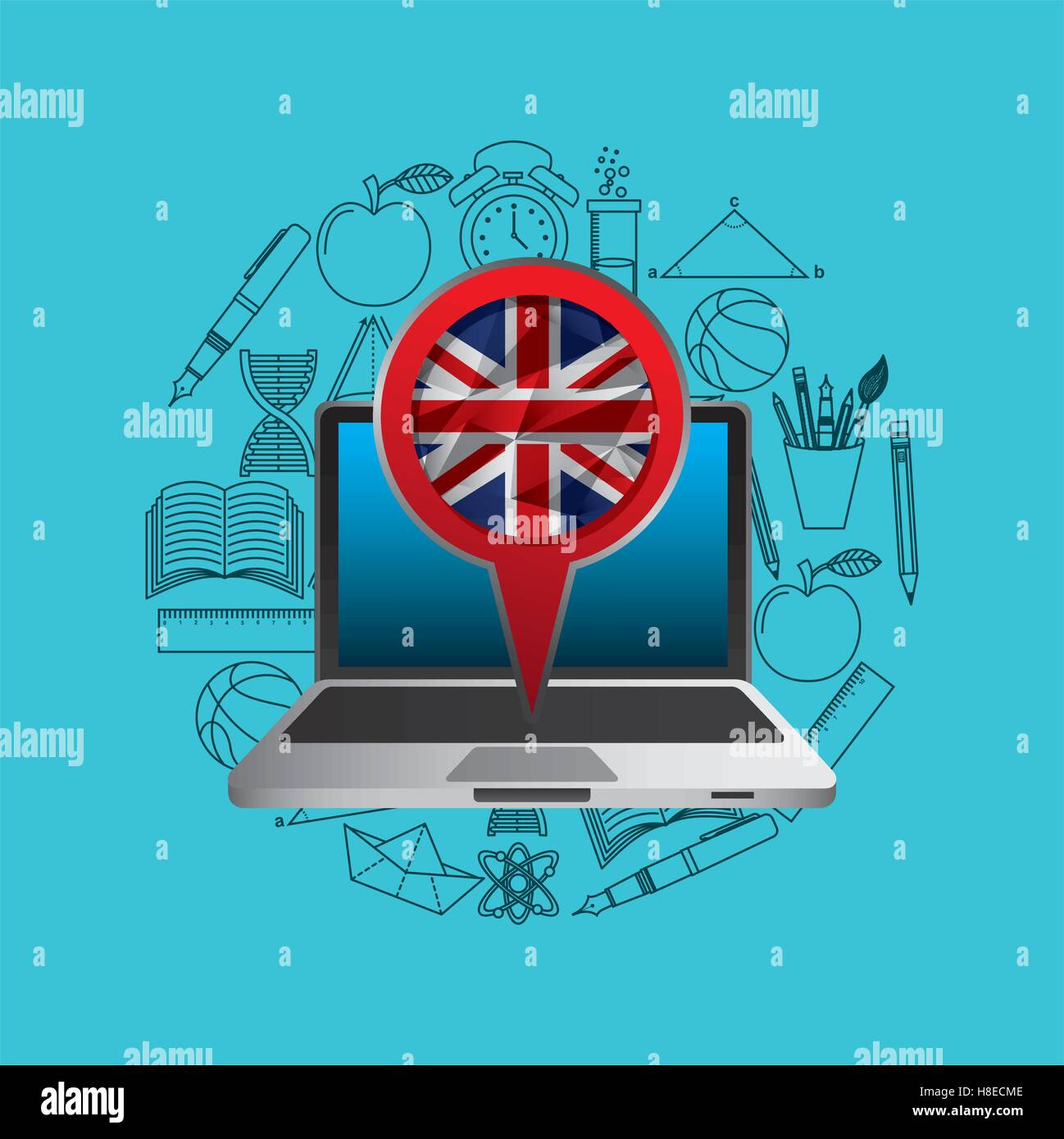 Online-Bildung London Grafik Vektor Illustration Eps 10 Stock Vektor