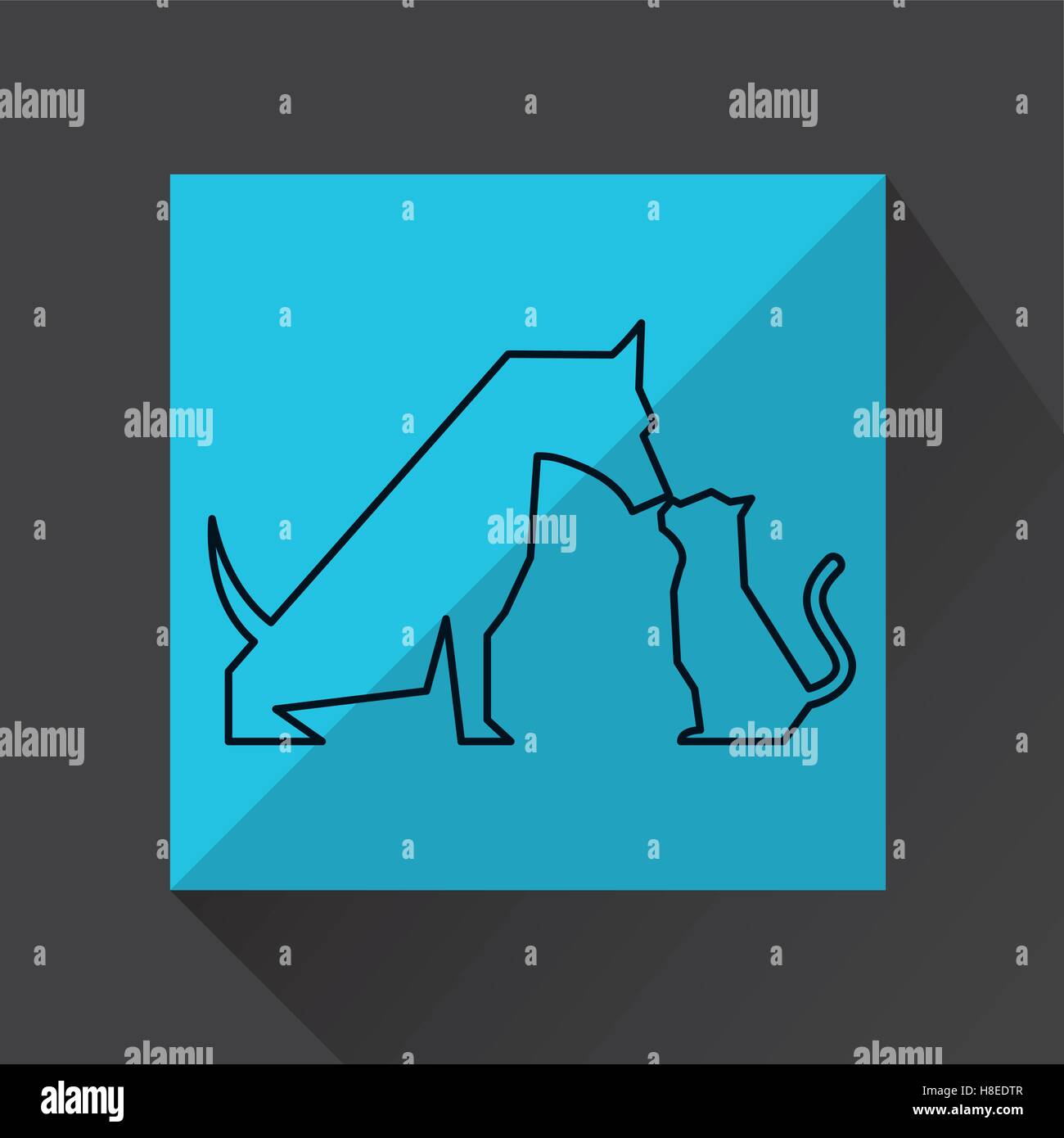 Hund und Katze Ptes Haus Symbol Vektor Illustration Eps 10 Stock Vektor