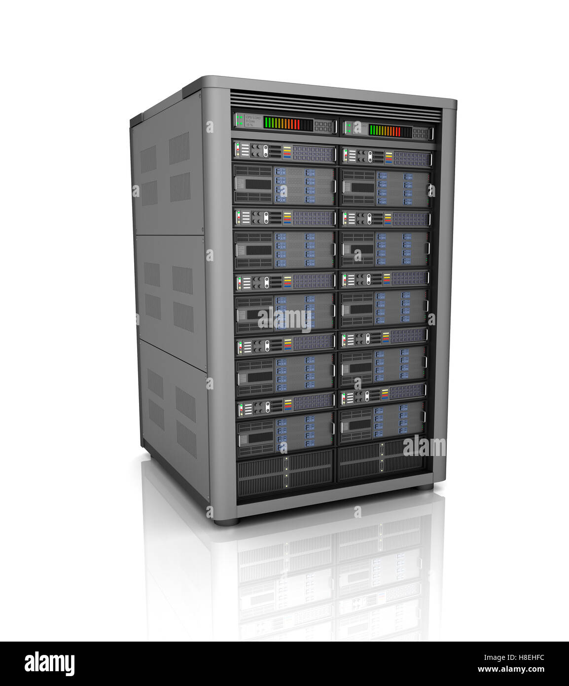 Server-Lagerung-Datenbank-Symbol über weiß. 3D illustration Stockfoto