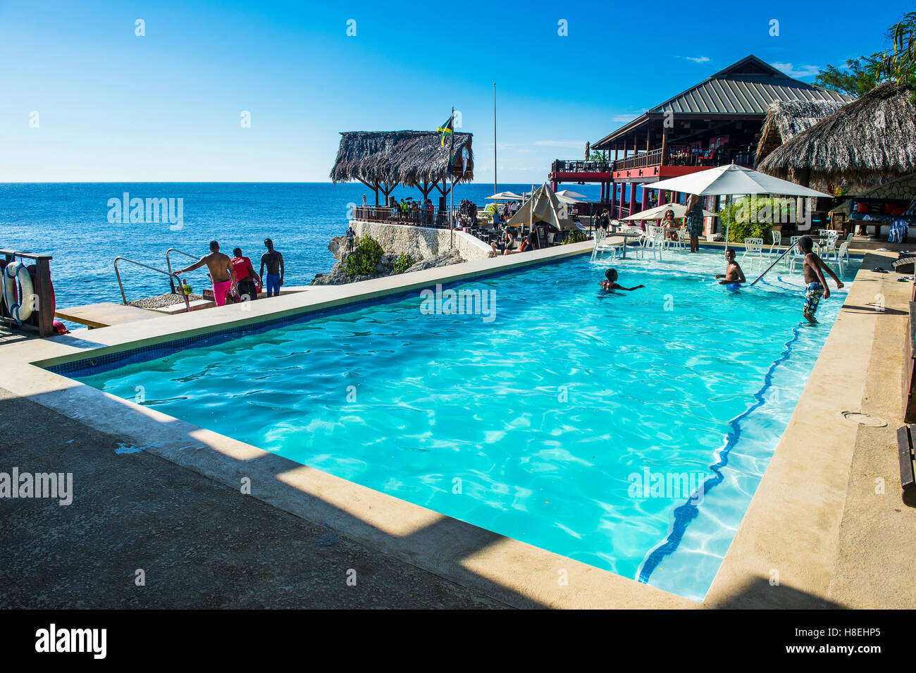 Schwimmbad in Ricks Cafe, Negril, Jamaika, Westindische Inseln, Karibik, Mittelamerika Stockfoto