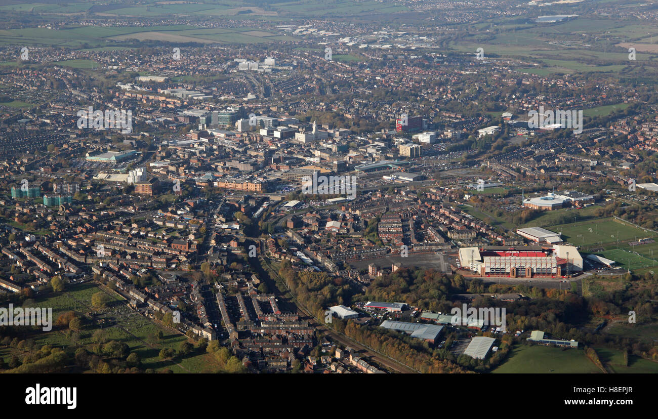 Blick auf die Skyline von Barnsley Stadtzentrum, Yorkshire, Großbritannien Stockfoto