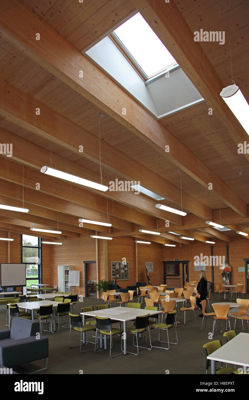 Große, offene Lehr- und Aktivität Raum konstruiert ein neues Schulgebäude UK aus Holz Stockfoto