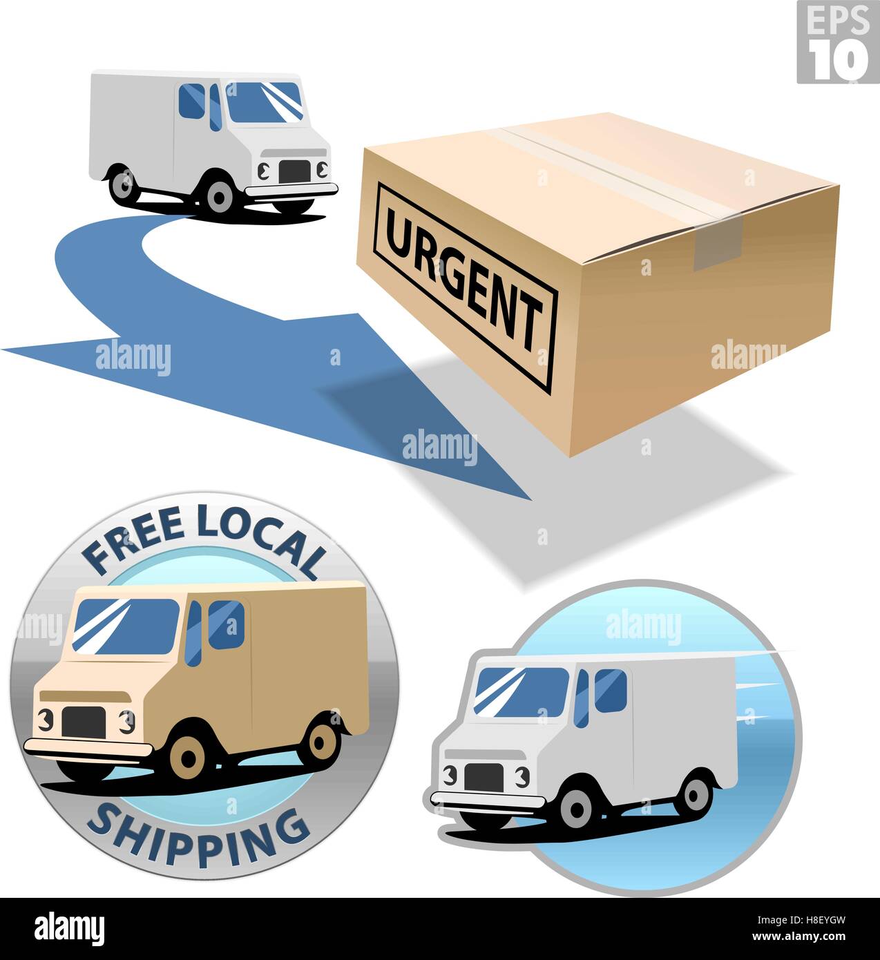 Lieferwagen mit dringenden Box, lokale versandkostenfrei, schnelle Lieferung Stock Vektor