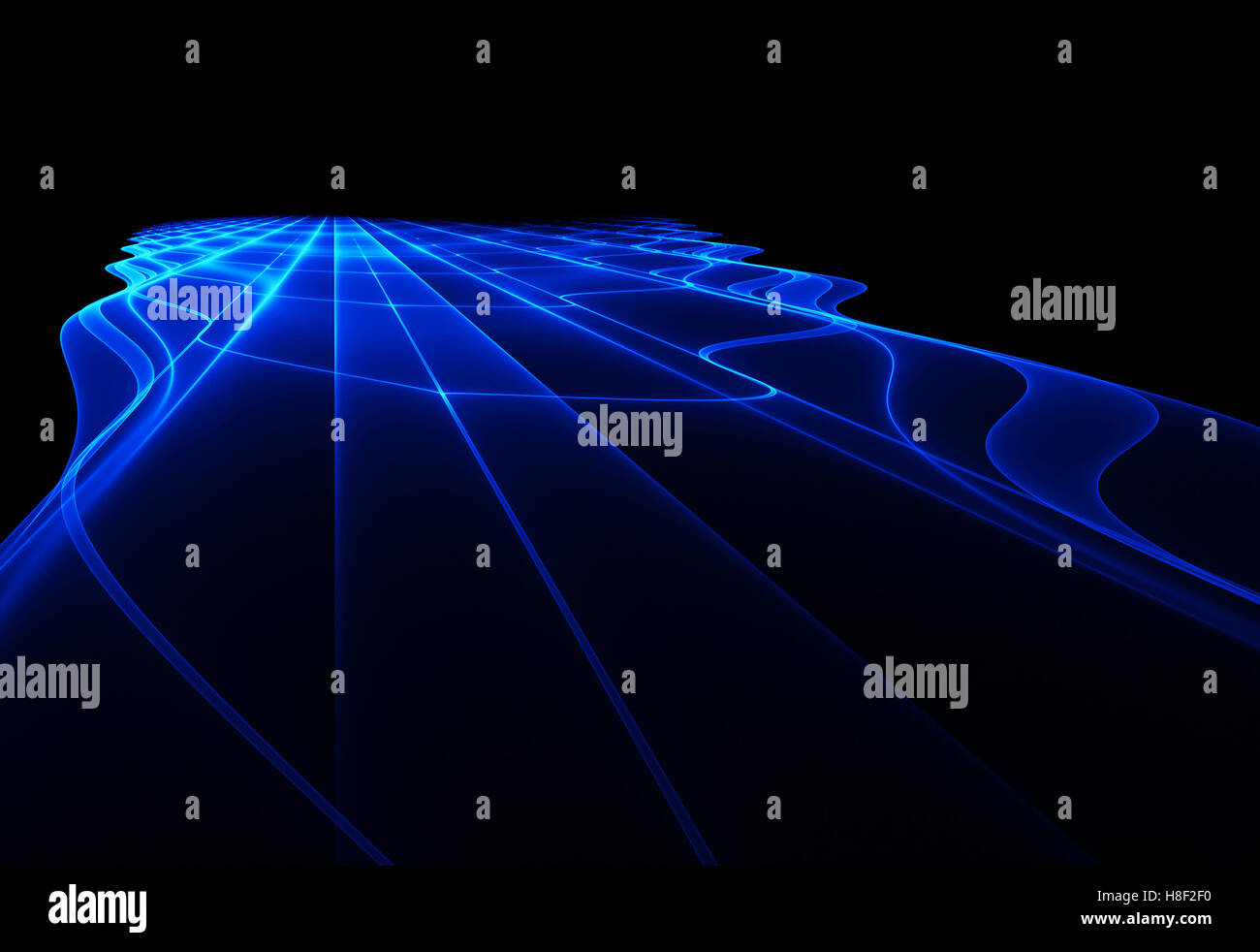 Futuristische Abstraktion. Blaue Perspektive fraktalen Oberfläche Stockfoto
