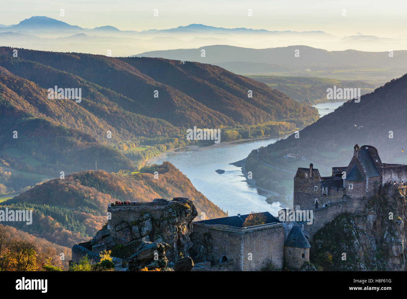 Schönbühel-Aggsbach: Burg Aggstein, Donau, Wachau, Niederösterreich, Niederösterreich, Österreich Stockfoto