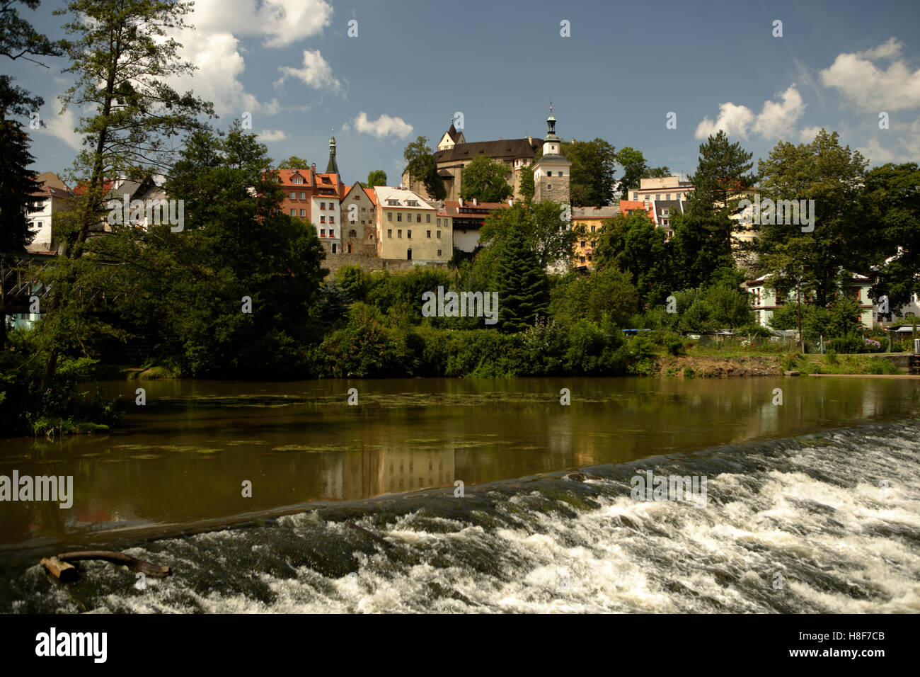 Historischen Zentrum der Stadt Loket am Fluss Eger (Ohře), West-Böhmen, Tschechische Republik, Europa Stockfoto
