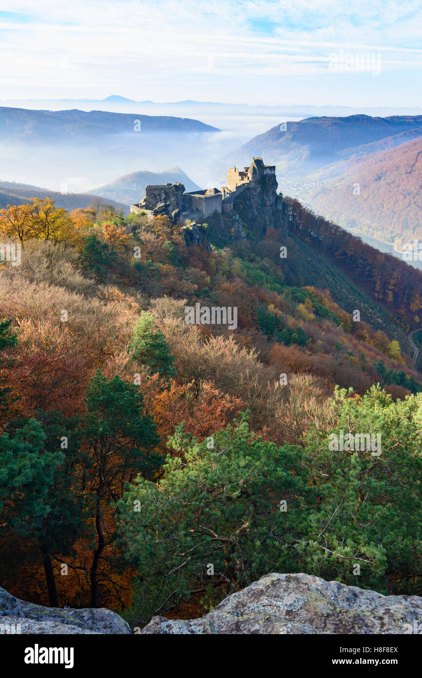 Schönbühel-Aggsbach: Burg Aggstein, Donau, Wachau, Niederösterreich, Niederösterreich, Österreich Stockfoto