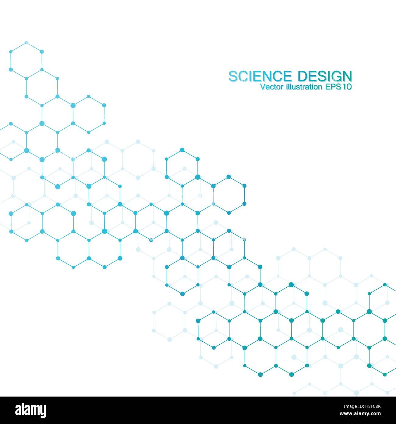 Struktur-Molekül der DNA und Neuronen. Strukturelle Atom. Chemische Verbindungen. Medizin, Wissenschaft, Technologie-Konzept. Geometrischen abstrakten Hintergrund. Vektor-Illustration für Ihr Design. Stock Vektor