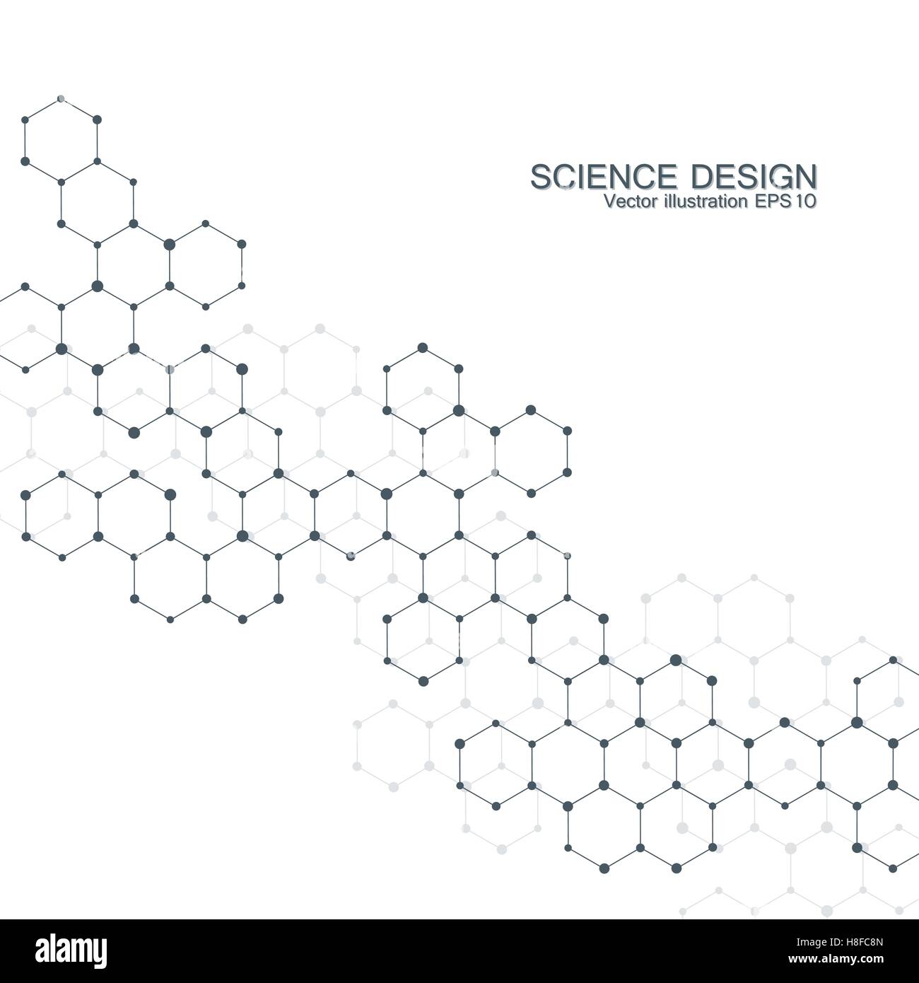 Struktur-Molekül der DNA und Neuronen. Strukturelle Atom. Chemische Verbindungen. Medizin, Wissenschaft, Technologie-Konzept. Geometrischen abstrakten Hintergrund. Vektor-Illustration für Ihr Design. Stock Vektor