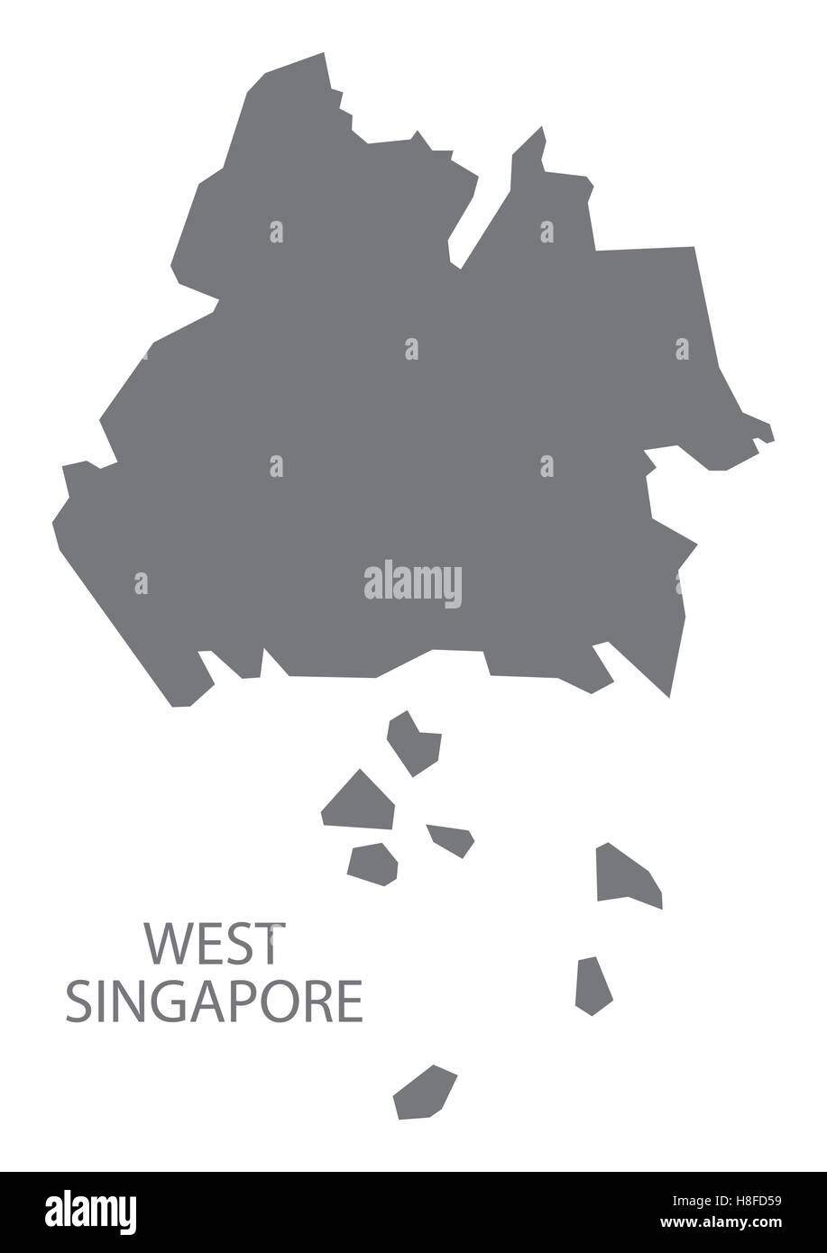 West-Singapur-Karte grau Stock Vektor