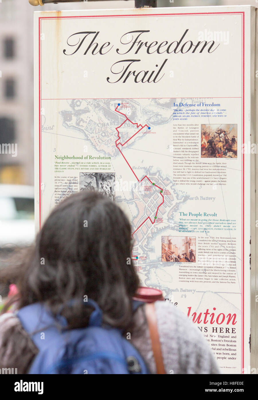 Boston, Massachusetts, USA. Der Freedom Trail-Zeichen Stockfoto