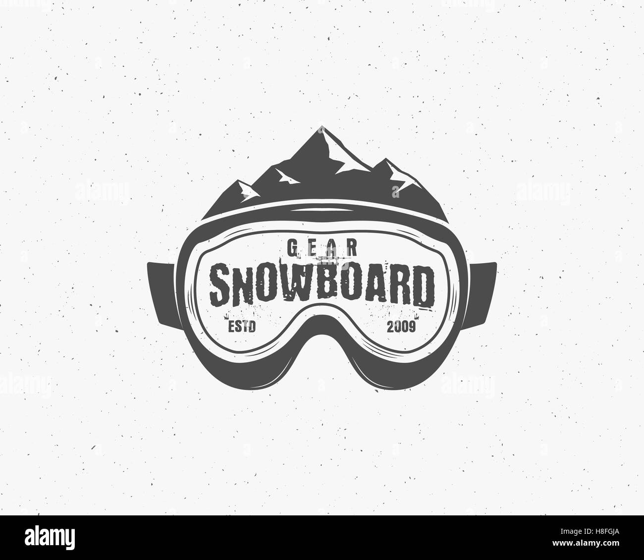 Snowboard Brille extreme Logo und Etikettenvorlage. Winter-Snowboard-Sport-Lager-Abzeichen. Emblem und Symbol. Mountain Adventure Abzeichen, Symbol und Element Vector Vintage monochromen Retro-design Stock Vektor