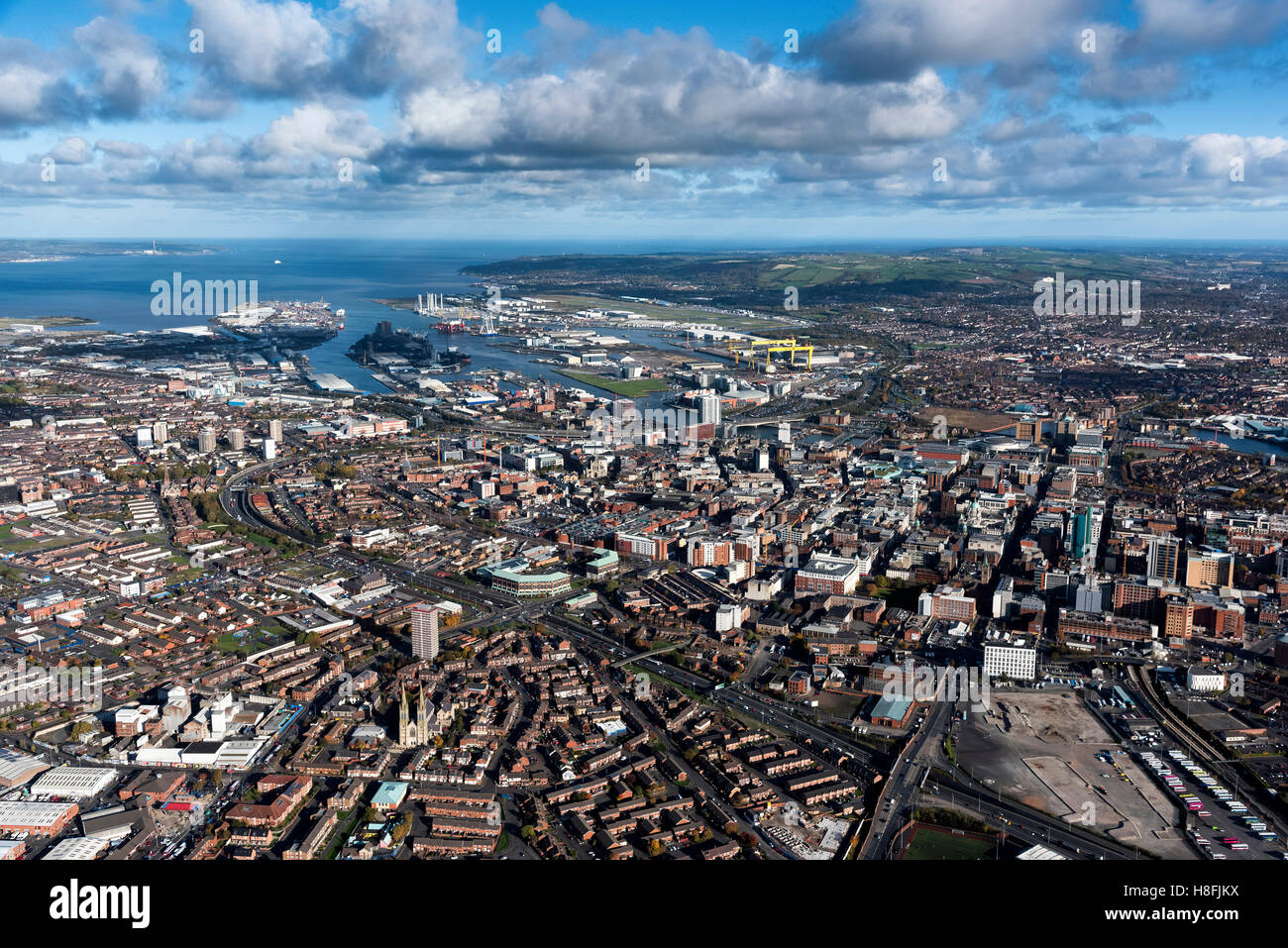 Aerial Stadtzentrum von Belfast November 2016 Stockfoto