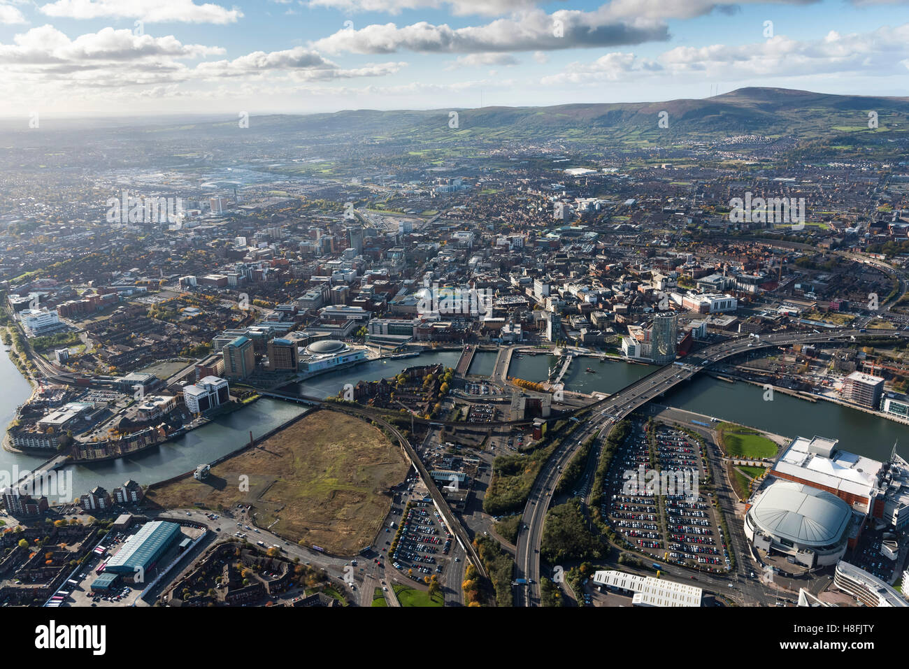 Aerial Stadtzentrum von Belfast November 2016 Stockfoto