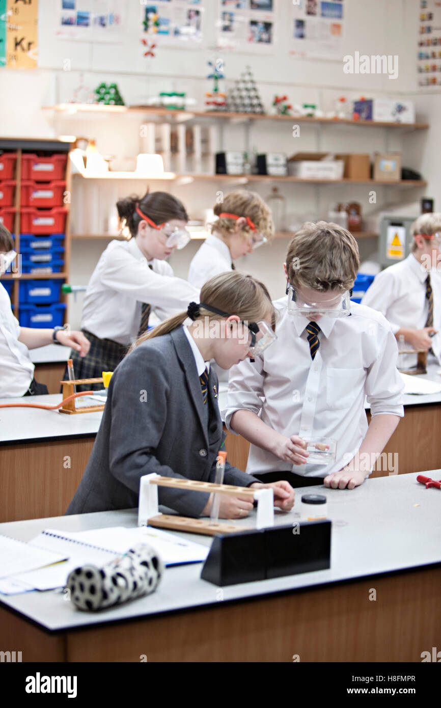 Mittelschule Kinder lernen im naturwissenschaftlichen Unterricht. Stockfoto