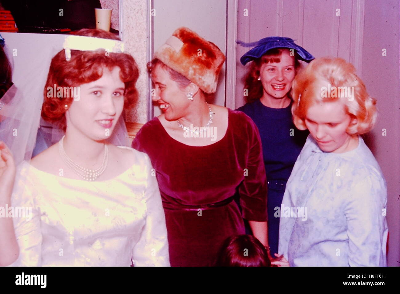 Vintage Hochzeit Braut Brautjungfern Stockfoto