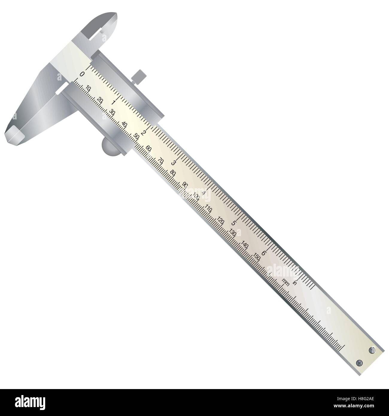 Bremssattel, Vernier, Vektor, Skala, Messgerät, Objekt, Technologie, Metall, Ausrüstung, isoliert, Stahl, Werkzeug, Instrument, Technik Stock Vektor