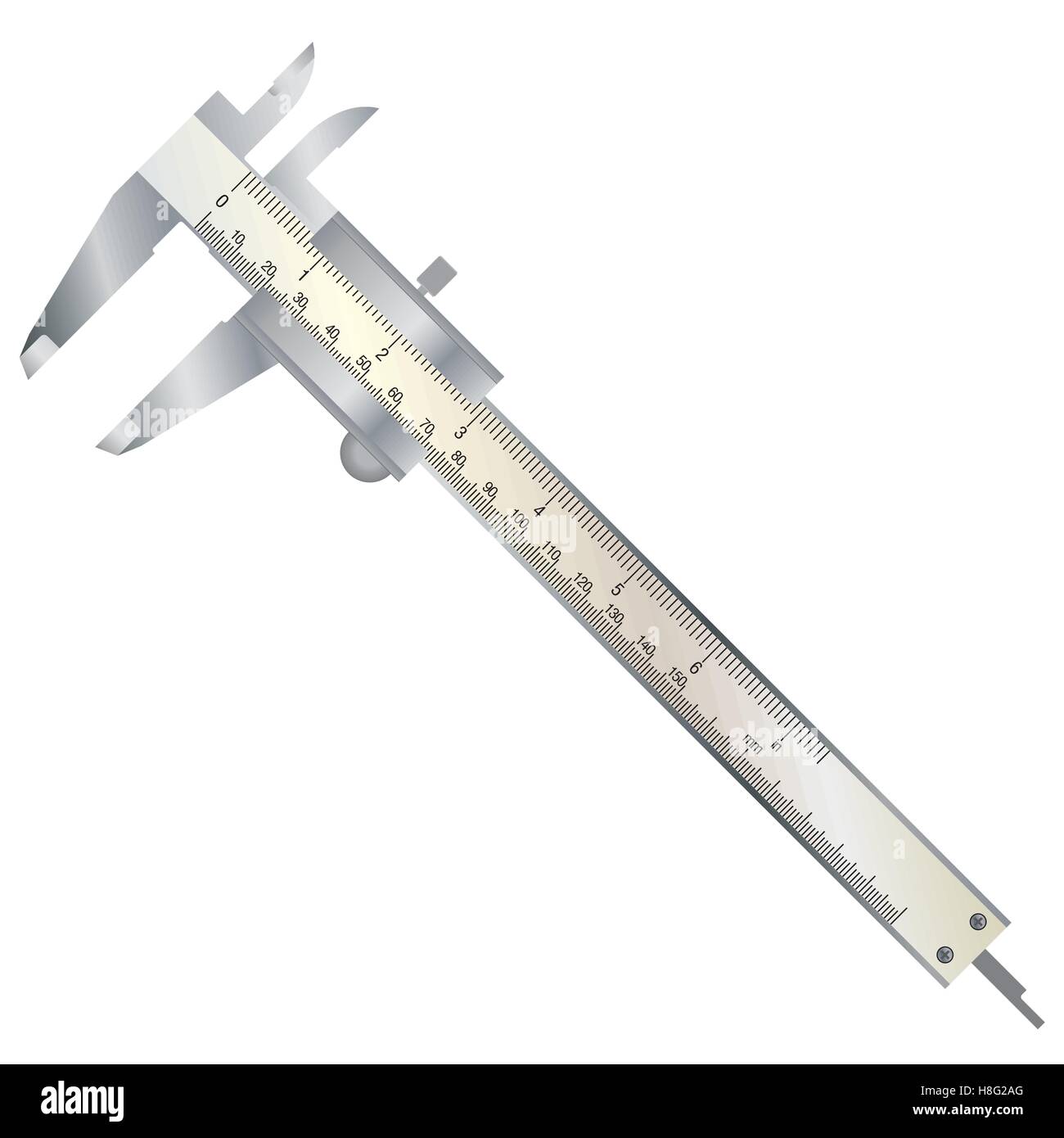 Bremssattel, Vernier, Vektor, Skala, Messgerät, Objekt, Technologie, Metall, Ausrüstung, isoliert, Stahl, Werkzeug, Instrument, Technik Stock Vektor