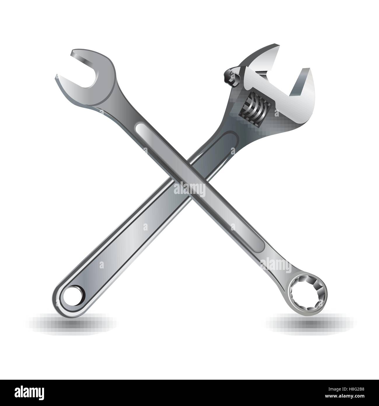 Werkzeug, Hand, Vektor, Reparatur, Schraubenschlüssel, Abbildung, isoliert, Hintergrund, Bausatz, weiß, Schraubenschlüssel, Haus, Satz, Verbesserung, Ausrüstung Stock Vektor