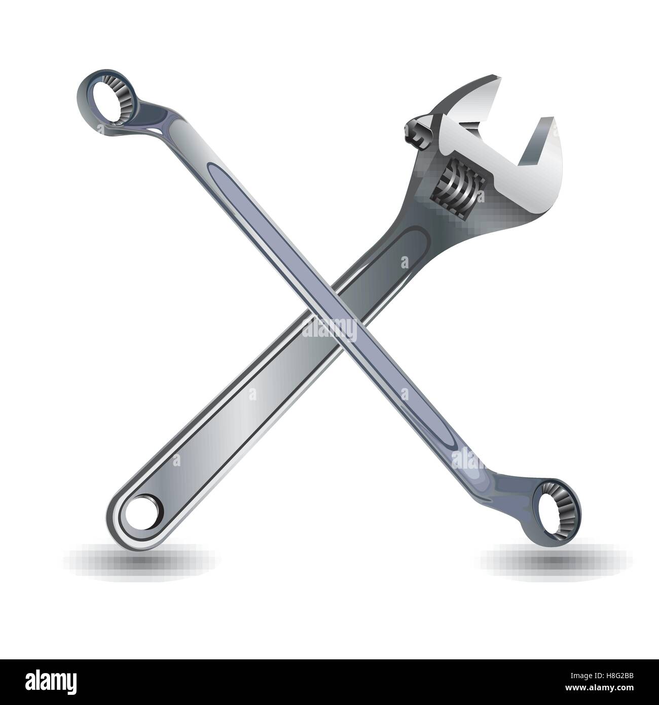 Werkzeug, Hand, Vektor, Reparatur, Schraubenschlüssel, Abbildung, isoliert, Hintergrund, Bausatz, weiß, Schraubenschlüssel, Haus, Satz, Verbesserung, Ausrüstung Stock Vektor