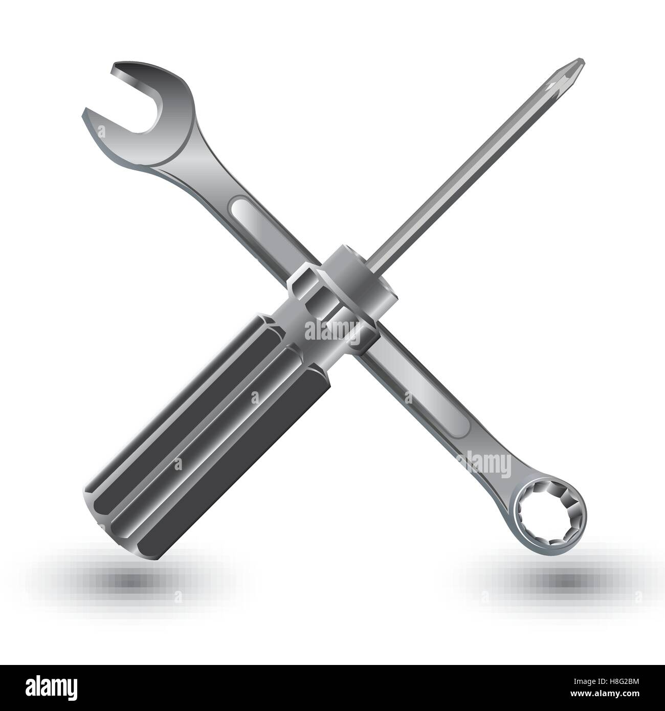 Werkzeug, Hand, Vektor, Reparatur, Schraubenschlüssel, Schraubendreher, Abbildung, isoliert, Hintergrund, Bausatz, weiß, Schraubenschlüssel, Haus, Satz, Verbesserung Stock Vektor