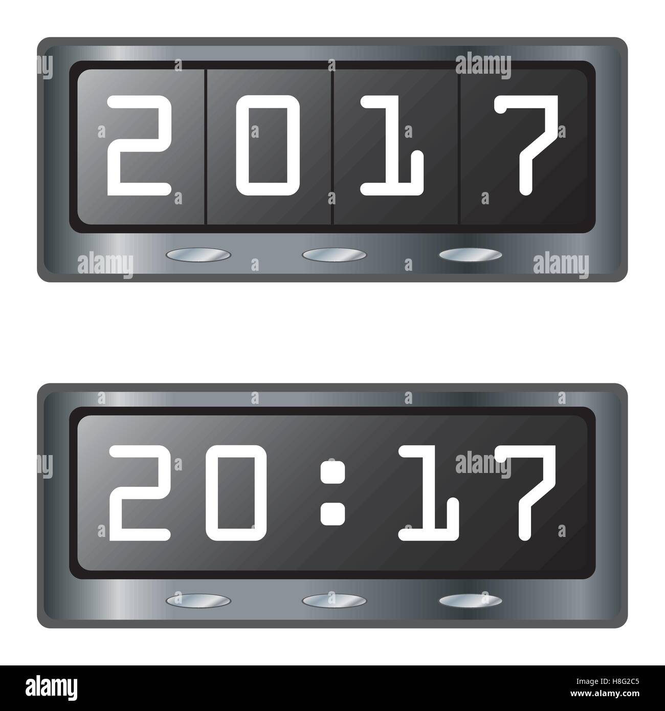 Digital, Uhr, Vektor, Jahr, Zähler, neu, isoliert, Illustration, Symbol, Modern, weiß, Alarm, Timer, Display, Anzahl Stock Vektor