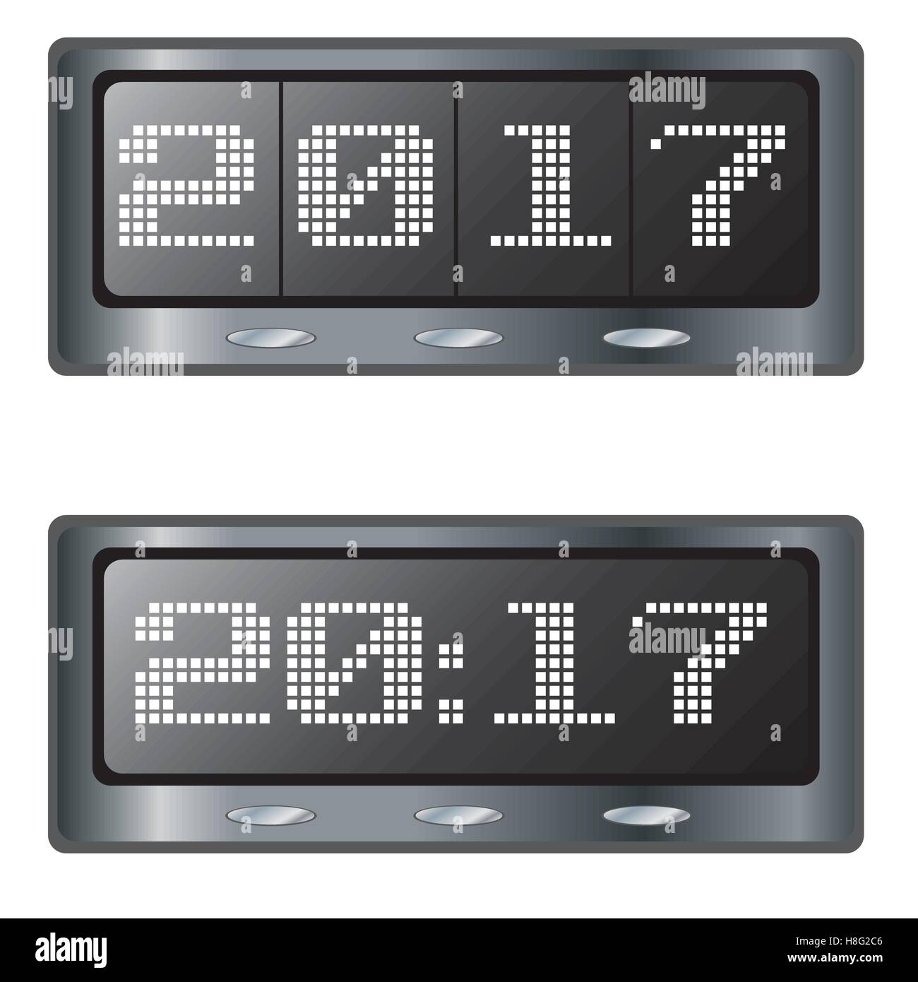 Digital, Uhr, Vektor, Jahr, Zähler, neu, isoliert, Illustration, Symbol, Modern, weiß, Alarm, Timer, Display, Anzahl Stock Vektor