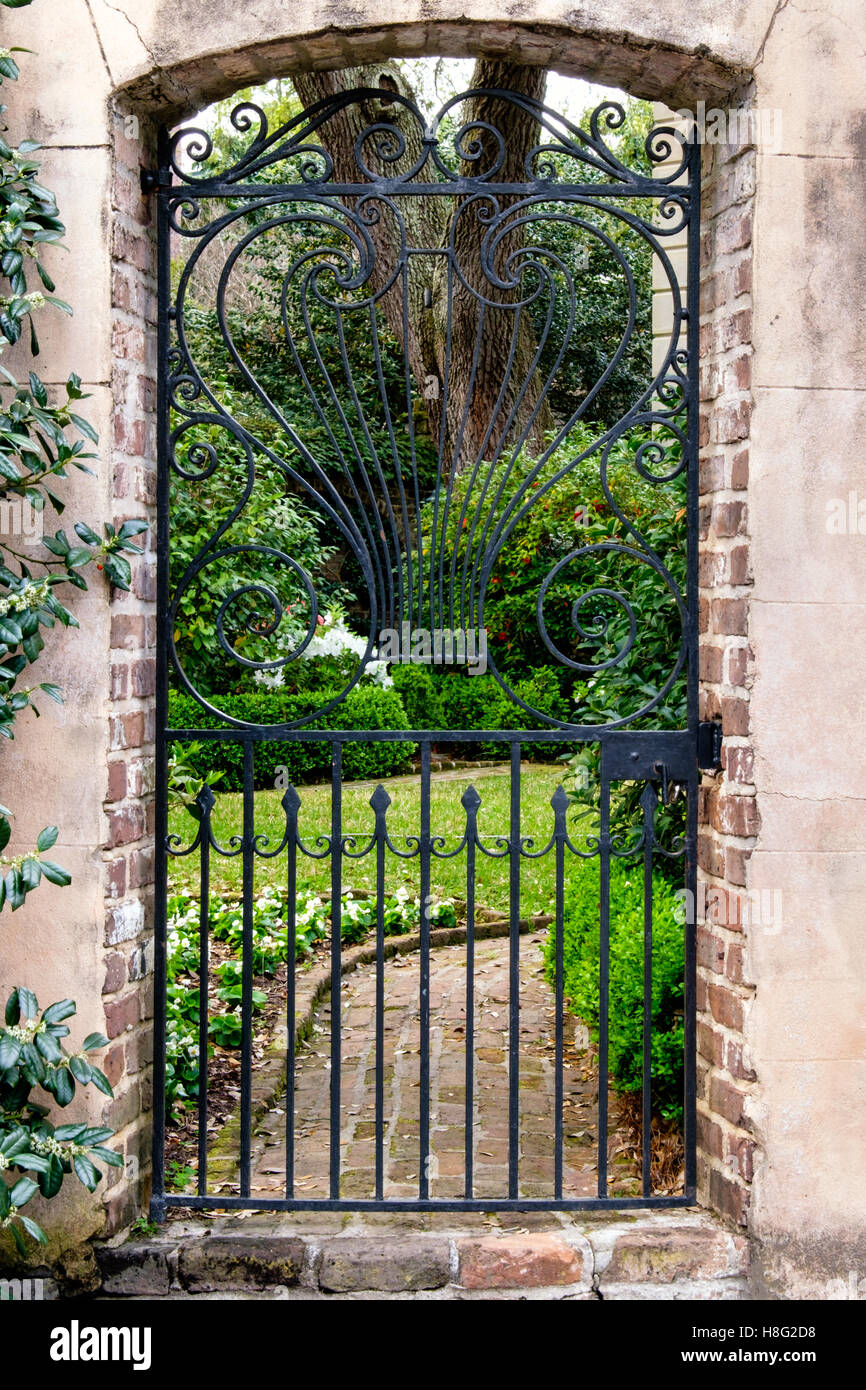 Schmiedeeisen Gartentor in Charleston Historic District, South Carolina