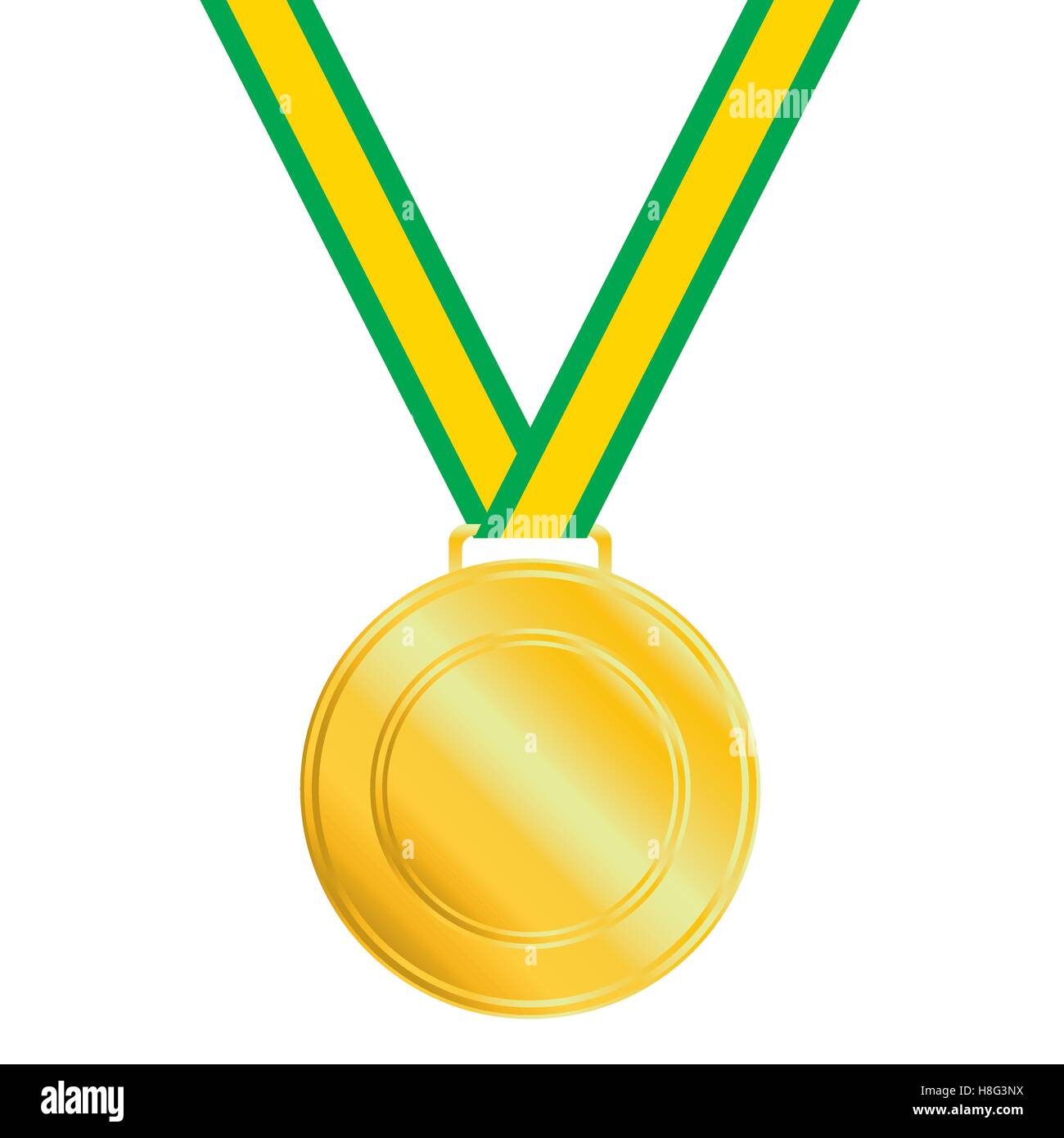 Medaille, Gold, Symbol, First, Vektor, metal, Band, sport, isoliert, Illustration, weißer Hintergrund, Ort, flach Stock Vektor