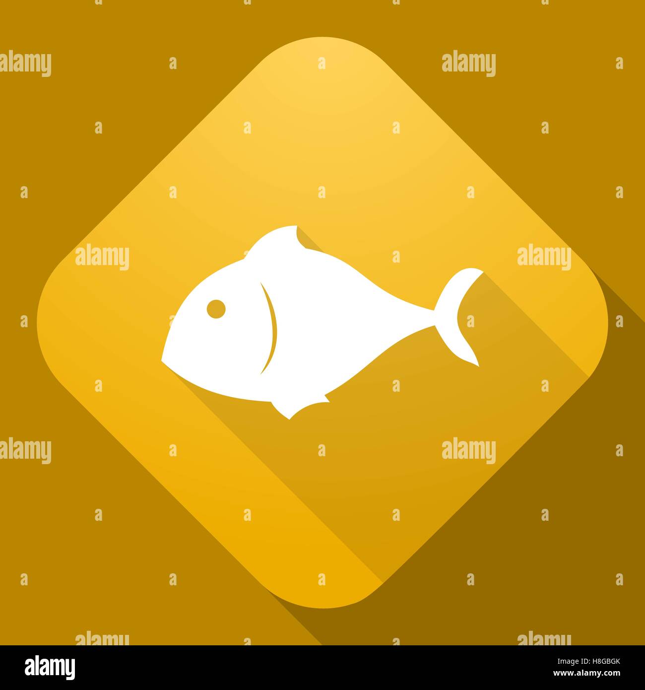 Vektor-Illustration. Vektor Icon von Fisch mit einem langen Schatten Stock Vektor