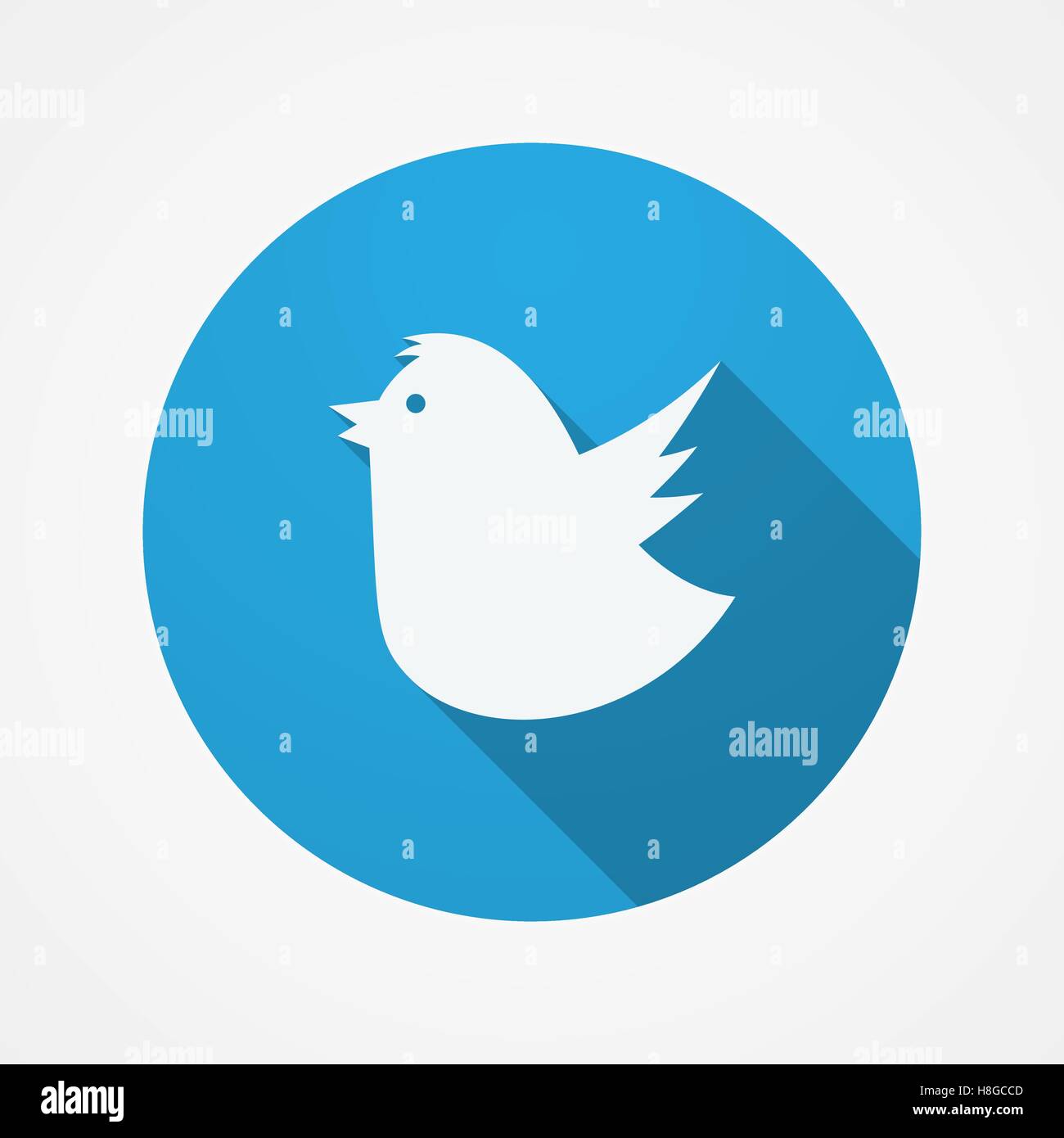 Vogel social Web oder Internet-Taste. Blaue Fat Bird Icon. Stock Vektor