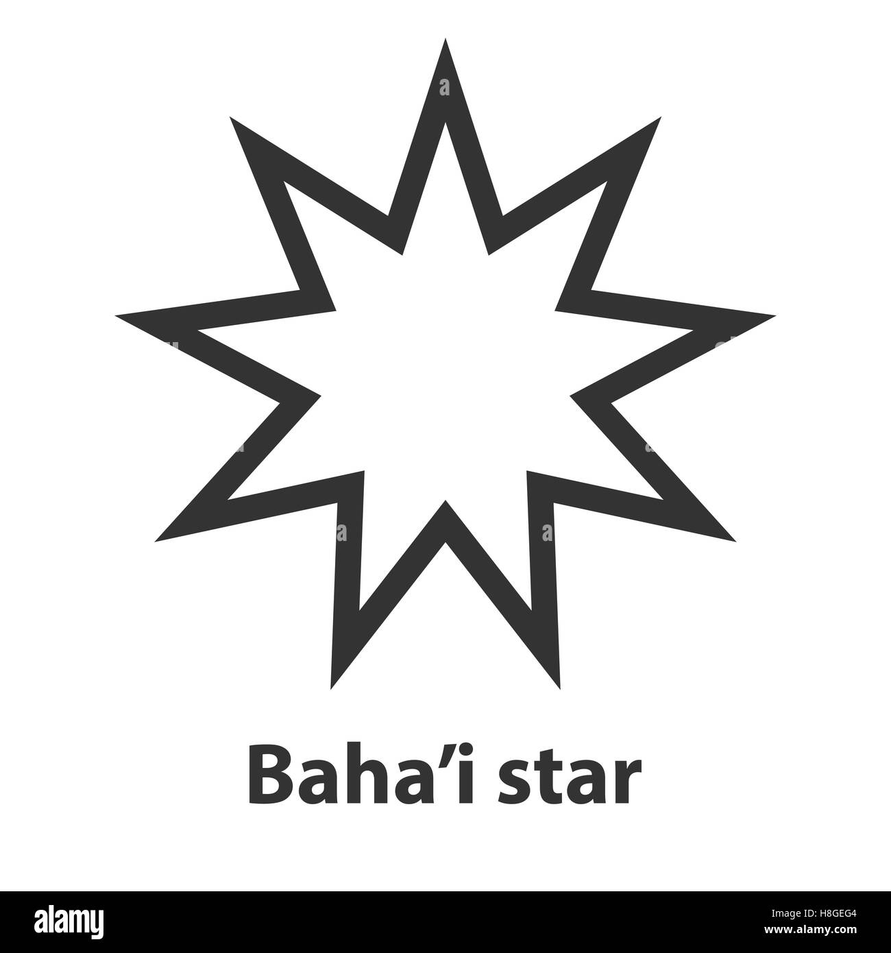 Symbol Der Bahai Neun Zeigte Stern Symbol Ismus Religion Zeichen Stock Vektorgrafik Alamy