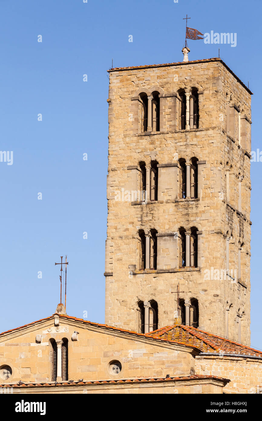 Die Kirche Santa Maria della Pieve, Arezzo. Stockfoto