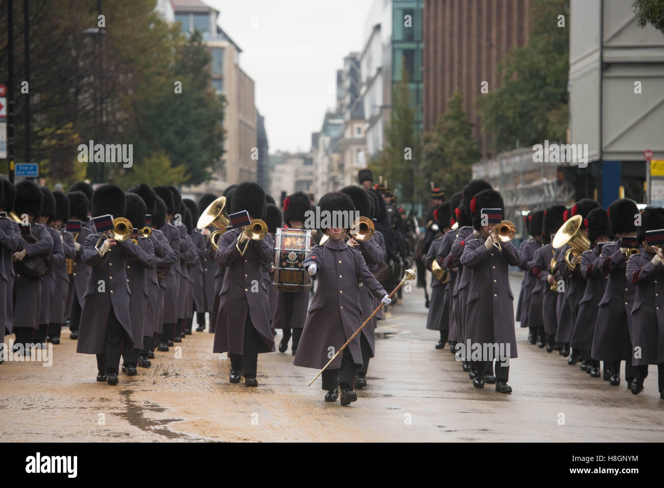 London, UK. 12. November 2016. Band der Coldstream Guards führen der Lord Mayor Parade, Stadt f London Credit: Ian Davidson/Alamy Live News Stockfoto