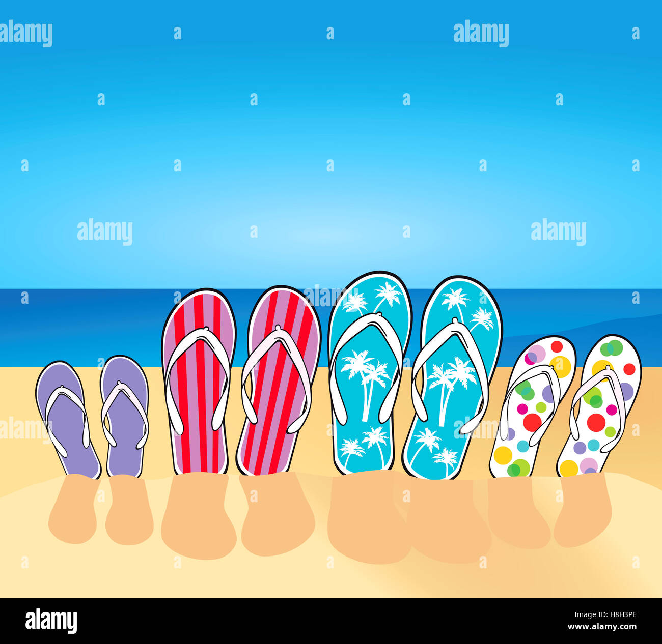 Flip Flops am Strand Stockfoto