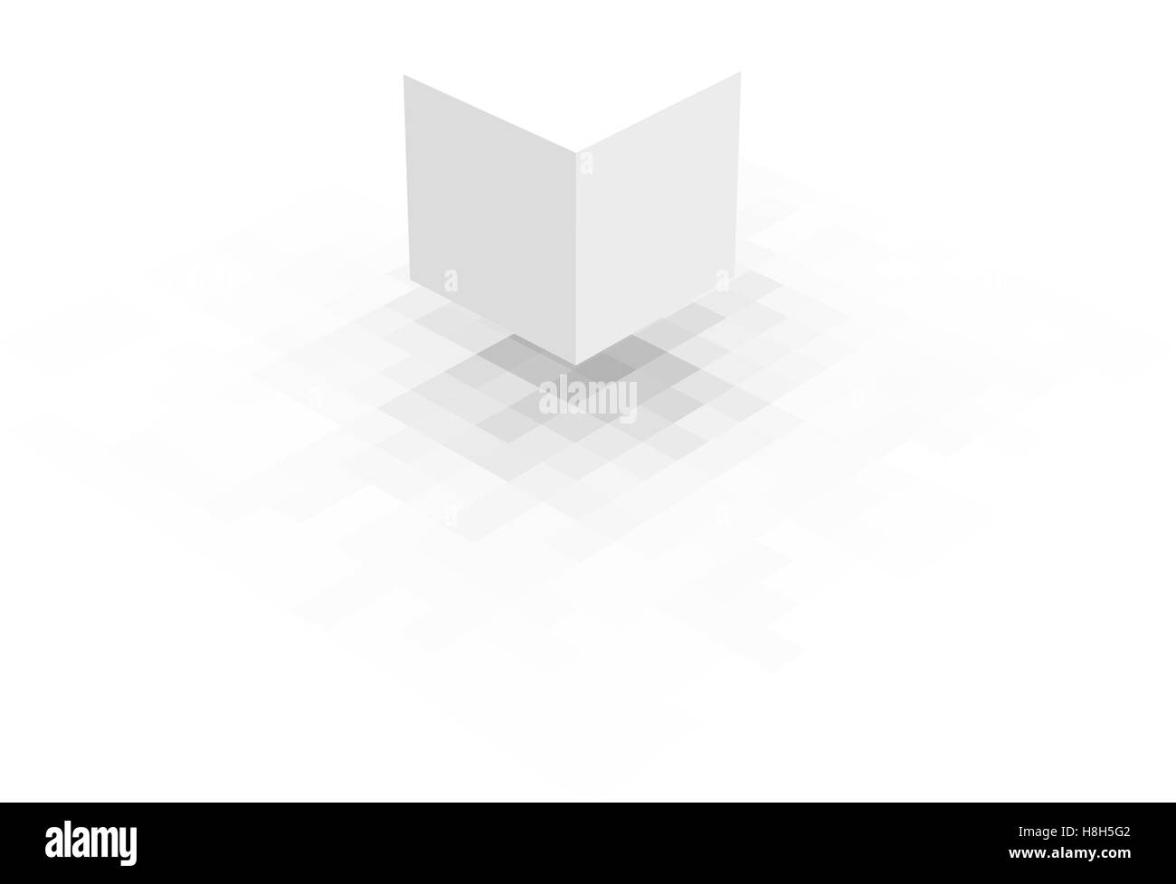 schwimmenden weißen Würfel mit Pixel-Schatten über weiß Stock Vektor