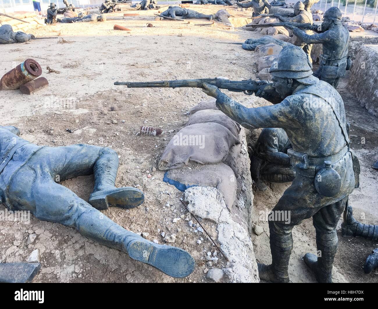 Skulpturen der Memorial der Gallipoli-Kampagne war eine Kampagne des ersten Weltkriegs, die auf der Halbinsel Gallipoli (Gelibolu auf Türkisch) im Ot stattfand Stockfoto