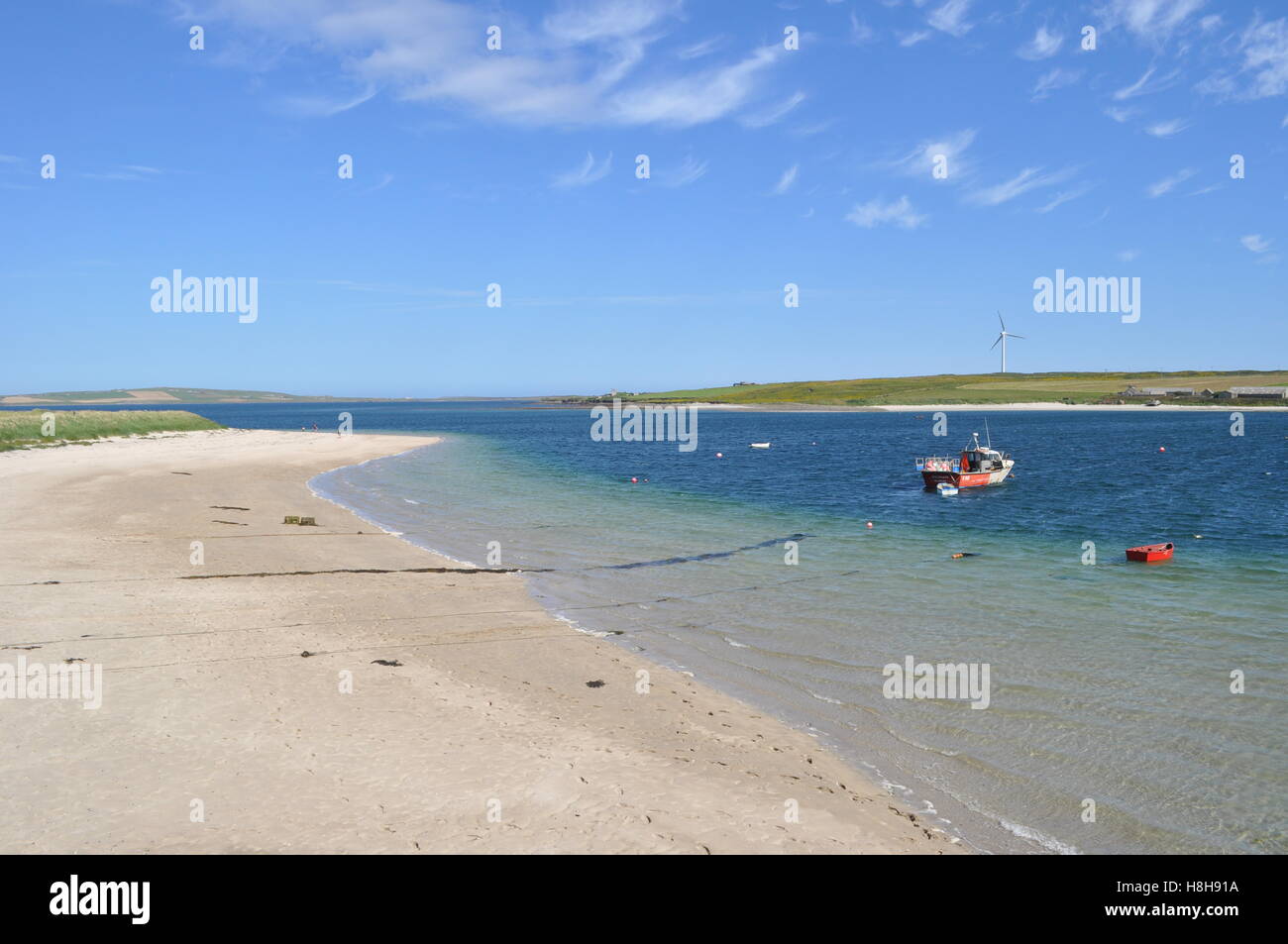 Strand auf Glims Holm, Orkney Stockfoto