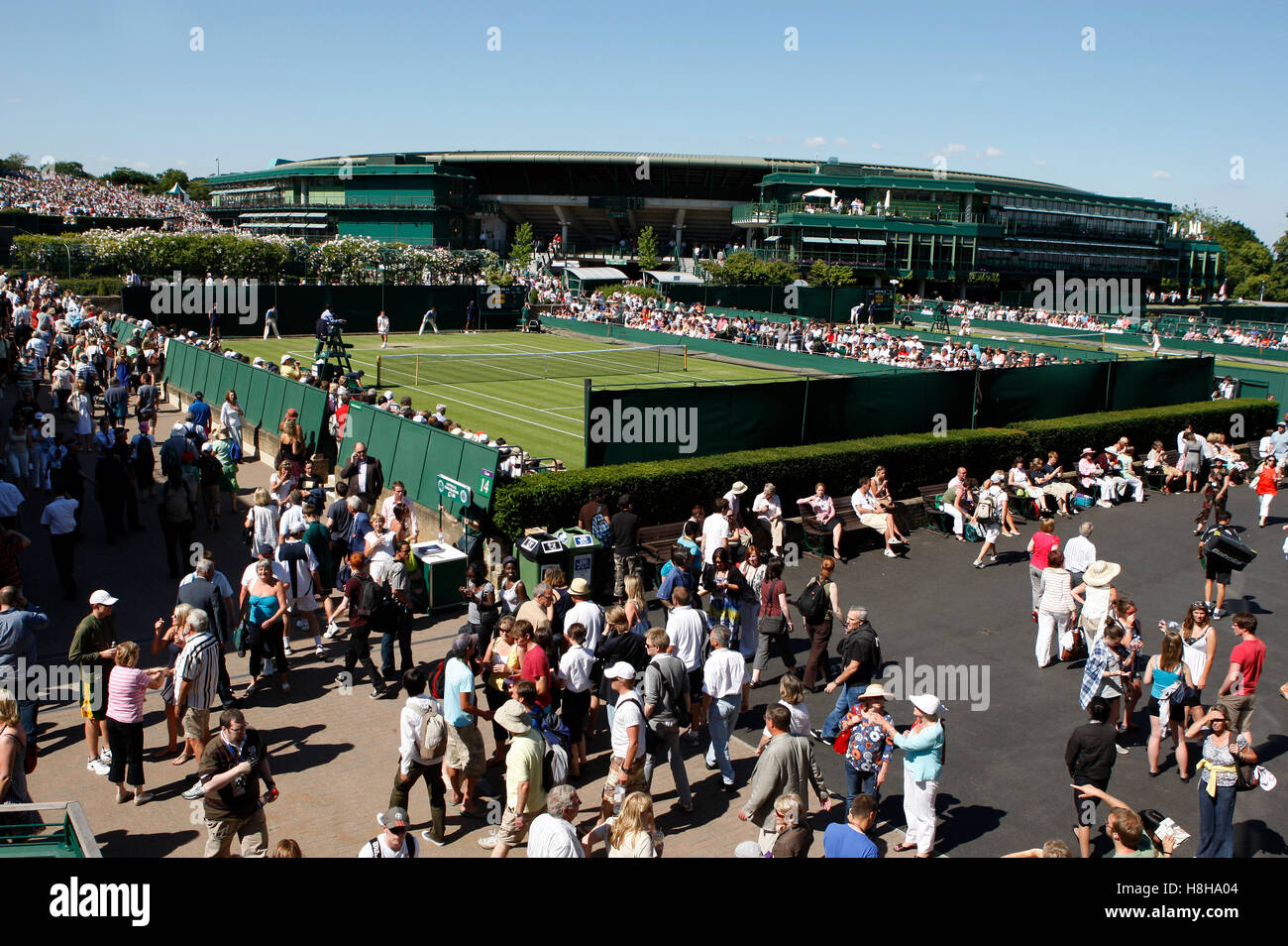 Veranstaltungsort von oben, Tennis, das ITF-Grand-Slam-Turnier, Wimbledon 2009, Großbritannien, Europa Stockfoto